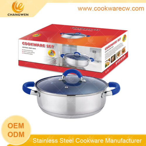 high stainless steel material 2pcs casserole cookware pot with 5-stepped induction bottom rice cooker low pot CW52018-2