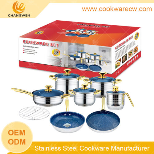 Mexican cookware set olla milk pot high stock pot kitchen wire rack and non-stick coating frypans CW52019-13