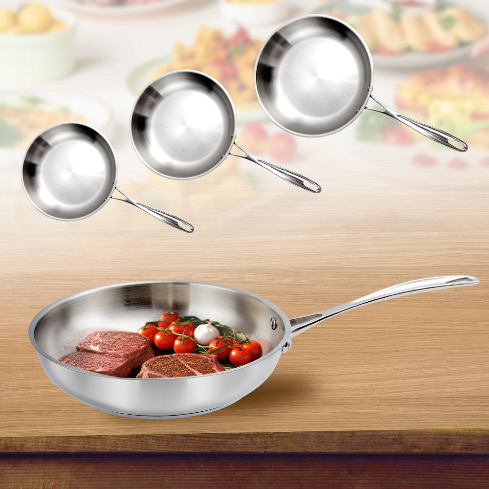 the Dimensions of the Stainless Steel Frying Pans